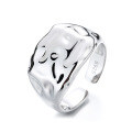 wholesale S925 Sterling Silver Korean Style Luxury Textured Open Ring, Bold Exaggerated Hip-Hop Punk Ring for Women-0-4