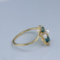 wholesale Metal material first, wholesale of Dunli Jewelry autumn and winter new elegant London blue topaz ring with natural freshwater pearl women's hand accessories-0-1