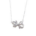 wholesale Sterling Silver Large Bow Knot Necklace Fashion Minimalist Niche Design High-end Sense Collarbone Chain Jewelry-0-4