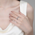 S925 Silver Full Moissanite Women's Ring, Hollow Design, Elegant and Simple-0-2