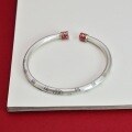 wholesale 9999 Pure Silver Auspicious Swastika Tracing Red Bracelet, Chinese Style Simple Antique-Inspired New Chinese Solid Open-End Bangle-0-3