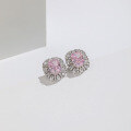 wholesale S925 Sterling Silver Icy Cut High-Carbon Diamond Earrings for Women, Luxury Style Pink Diamond Earrings-0-3