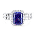 wholesale S925 Sterling Silver High Carbon Diamond Ring Women Tanzanite 8A Zircon Square Ice Flower Cut Color Gemstone Ring Live Streaming Best-Seller Wholesale-0-20