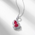 wholesale S925 Silver New European and American Style Cultivated Ruby Small Gourd Pendant Necklace, Red, Light Luxury Niche Wholesale Jewelry-0-1