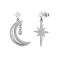 wholesale S925 Sterling Silver Light Luxury INS Style Women's Earrings, High-End Creative Star and Moon Design, Exquisite and Fashionable Versatile Ear Accessories for Women-0-5