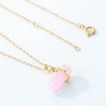 wholesale 10K gold-plated 925 silver geometric pendant, cross-border new simple and fashionable synthetic pink crystal diamond column pendant for women-0-4
