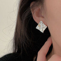 wholesale S925 Sterling Silver Geometric Square Stud Earrings for Women, New Design Small and Minimalist, Versatile and Advanced Ear Accessories-Sterling silver