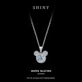 S925 Sterling Silver Mickey Mouse Pendant Necklace with Moissanite, Minimalist Design-0-4