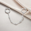 wholesale Sterling Silver Single Chain Hoop Earring with Unique Sweet and Edgy Trendy Creative Niche Design-0-2