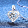 925 Silver 1-2-3 CT Moissanite Heart Pendant Necklace for Valentine's Day Wholesale-0-0