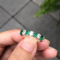 wholesale S925 Silver New Zofan Jewelry Zircon White Green Diamond European and American Fashion Wholesale Ring Band for Women-0-0