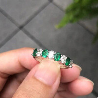 wholesale S925 Silver New Zofan Jewelry Zircon White Green Diamond European and American Fashion Wholesale Ring Band for Women-R343 White Green Ring Size 6