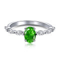 wholesale S925 Sterling Silver Emerald High-Carbon Diamond Ring, Luxe Vintage Elegance with a High-End Feel, Cross-Border Women's Ring-0-11