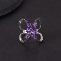 wholesale S925 silver butterfly-shaped original design natural topaz ring with inlaid amethyst, dark gothic style couple rings-0-0