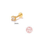 wholesale S925 Sterling Silver Ins Simple Four-Prong Diamond Studded Flat Head Threaded Cartilage Ear Piercing-0-4