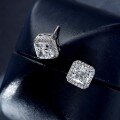 wholesale 925 Silver Shipei Jewelry New 2-Carat High Carbon Diamond Earrings for Women, High-End Ice Flower Cut White Square 7*7-0-1