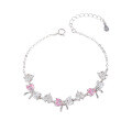 wholesale Metal material pink diamond bow zircon bracelet new designsenseheart princess style elegant bracelet gift-0-4