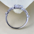 wholesale S925 silver jewelry, new 5*5mm princess-cut high-carbon diamond-set sweet romantic style wedding ring-0-2