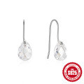 wholesale S925 Sterling Silver minimalist waterdrop single diamond versatile ear hook earrings, elegant and unique-0-6
