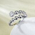 wholesale S925 Silver European and American Ins Minimalist Style Beaded Stacking Ring Open Adjustable Ring Band-0-5