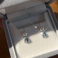 wholesale S925 Sterling Silver French Aquamarine Teardrop Full Diamond Pearl Earrings for Women, Elegant and Gentle Style, Simple Ear Accessories-0-1
