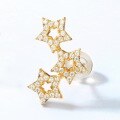 wholesale S925 Sterling Silver Asymmetric Geometric Pentagram Stud Earrings for Women with White Zircon, Wholesale-0-1