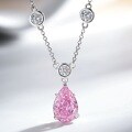 S925 Silver Necklace with Drop Bubble Pendant and Radiant Cut Aquamarine-0-5