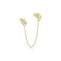 wholesale S925 Sterling Silver Triangular Zircon-cut Zirconia Tassel Chain Earrings For Women, Geometric And Versatile-E5266-Gold/Single 925 Silver