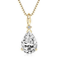 Sterling Silver Fashion Pendant Necklace with Moissanite-Luxury Waterdrop Necklace [K Gold] 7x10mm  925 Silver