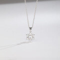 wholesale S925 Sterling Silver Micro-Paved Zircon Snowflake Pendant, Cute and Fresh Style Versatile Necklace with Free Engraving Factory Wholesale-0-3