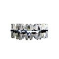wholesale Metal: 925 Sterling Silver, New Irregular Ladder Square Ins Minimalist Style Stackable Row Diamond Ring Band-0-4