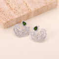 wholesale S925 Sterling Silver Natural Topaz Amethyst Diopside Cloud Pattern Gemstone Earrings-0-3