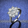 Silver Moissanite Ring Sunflower Design Wholesale Live Stream-0-3