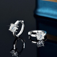 S925 Silver Four-Prong Round Moissanite Stud Earrings, Fine Craftsmanship-50-point setting (moissanite)  925 silver