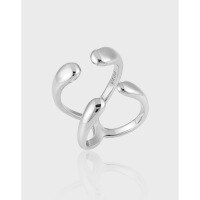 wholesale S925 Sterling Silver Geometric X-Crossover Design Ring for Women, Korean Minimalist Ins Style, Sweet Yet Edgy and Unique-18K Gold [No. 14/Adjustable] Opening adjustable