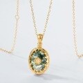 wholesale S925 Silver Japanese and Korean New Light Luxury Fashion Natural Moss Agate Necklace, Wholesale Customization-0-2