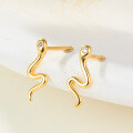 wholesale S925 Sterling Silver Small Animal Snake Hoop Earrings, Unique and Minimalist Style with Small Diamond Accents, Snake Ear Studs-0-3