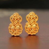 wholesale Antique gold gourd engraved old gold pomegranate many seeds and blessings through-hole beiyun spacer bead DIY bracelet lucky bead accessory-A hollow gourd