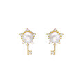 wholesale Metal Star Pearl Stud Earrings Minimalist Women Korean Style Key Small New Trendy-0-1