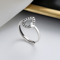 wholesale S925 sterling silver vintage teardrop heart-shaped ring minimalist ins niche design index finger ring-470FJ/approx. 2.2g Opening adjustable