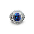 wholesale 925 Silver Gold Plated High Carbon Diamond Synthetic Sapphire Edwardian Antique Cushion Cut Ring-0-5