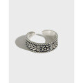 wholesale S925 Sterling Silver Korean Style Personalized Versatile Vintage Olive Leaf Open Adjustable Ring for Women-0-0