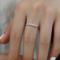 wholesale S925 Sterling Silver Women's Fashionable and Luxurious Shining Round Zirconia Full Pavé Ring-0-3