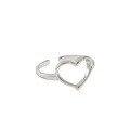 wholesale S925 Sterling Silver Korean Style Ins Versatile Heart-shaped Ring Minimalist and Unique Hollow Out Design for Women-0-4