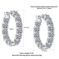 S925 Sterling Silver Moissanite Stud Earrings, Wholesale Cross-Border Hot Style-1.3ct + 1.3ct moissanite