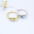 wholesale S925 Silver Japanese Round Synthetic Opal OPAL Ring, White Opal Light Luxury Eye Jewelry Ring-0-2