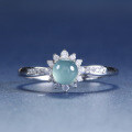 S925 Silver Inlaid Natural Weicui Sunflower Ring-0-1