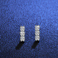 Sterling Silver Earrings Women's Studs Simple Wedding Moissanite Gift-0-4