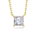 wholesale S925 silver new style 1ct princess-cut high-carbon diamond necklace for women, layered collarbone chain-0-6