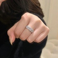 Sterling Silver Moissanite Openwork Lace Stackable Ring-Moissanite, 41 points; Hong Kong number 19
